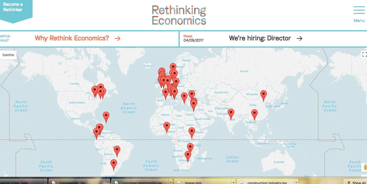 Screenshot of website rethinking economics