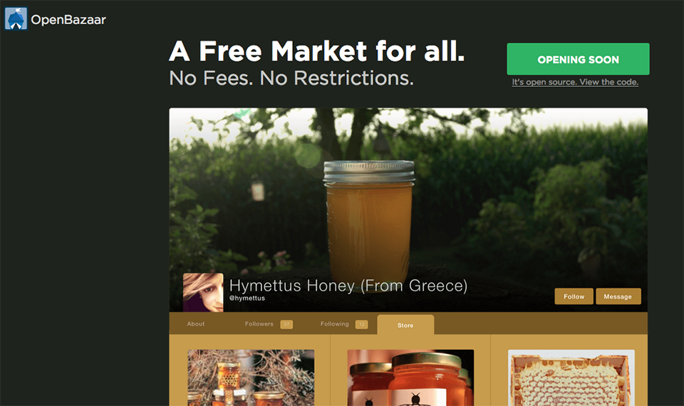 Screenshot of site OpenBazaar