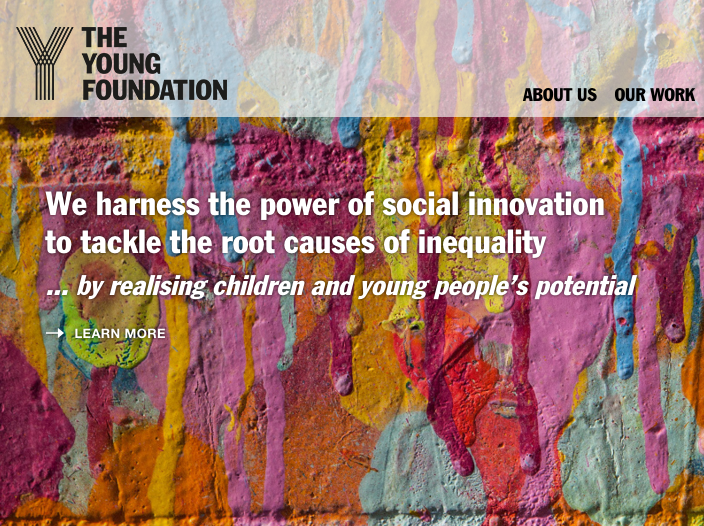 Screenshot of the website of Young Foundation