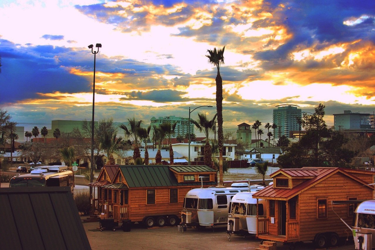 Airstream park and the trailer where Tony Hsieh lives
