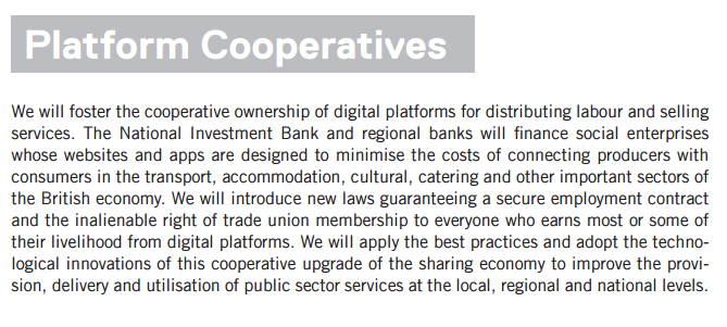 The text about Platform Co-ops in Corbyn’s Digital Democracy Manifesto
