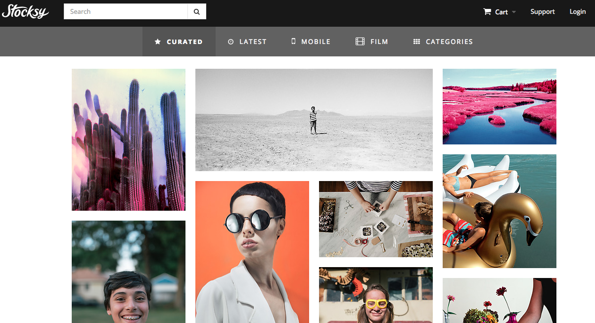 screenshot of website stocksy