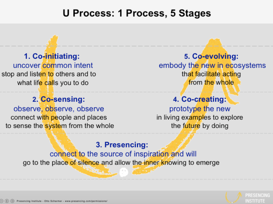 U Process: 1 Process, 5 stages Image source: Presencing Institute