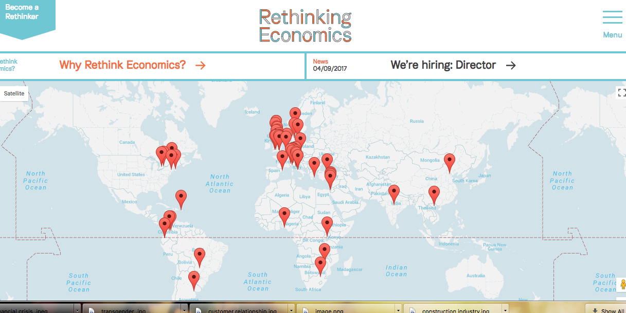 Screenshot of website rethinking economics