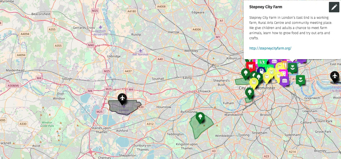 Screenshot of Mapjam of London as a Sharing City