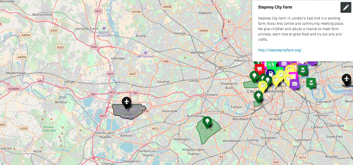 Screenshot of Mapjam of London as a Sharing City