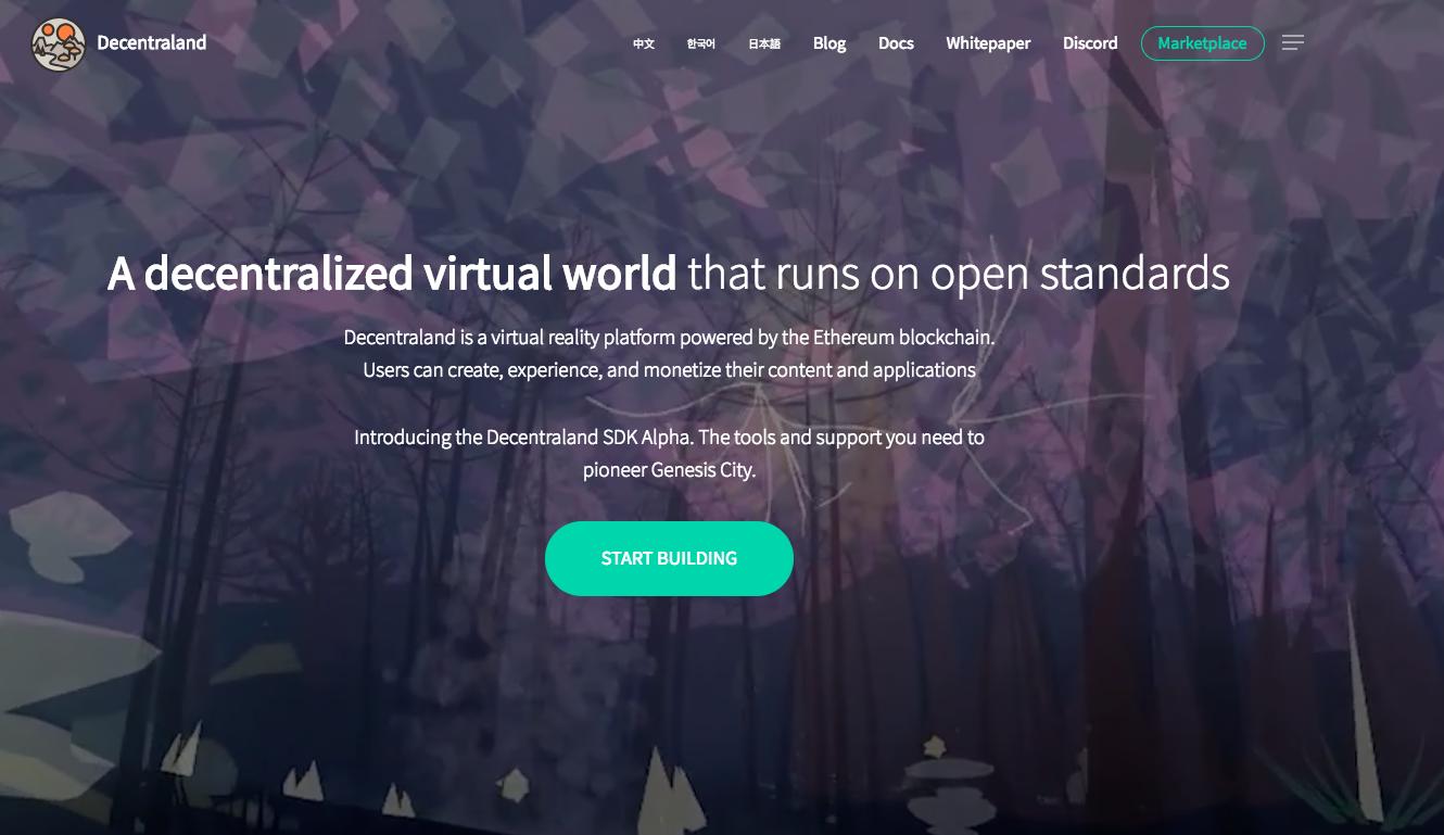 Decentraland, a virtual reality platform powered by the Ethereum blockchain, to build games