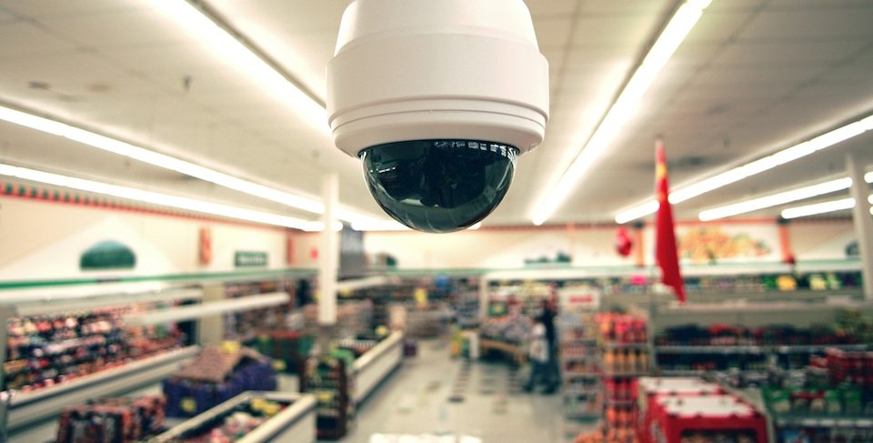 security camera in Grocery Shop, close up