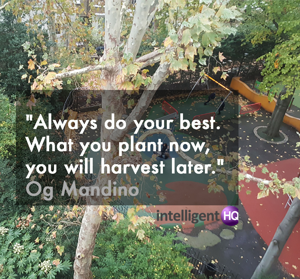 "Always do your best. What you plant now, you will harvest later." Og Mandino Intelligenthq