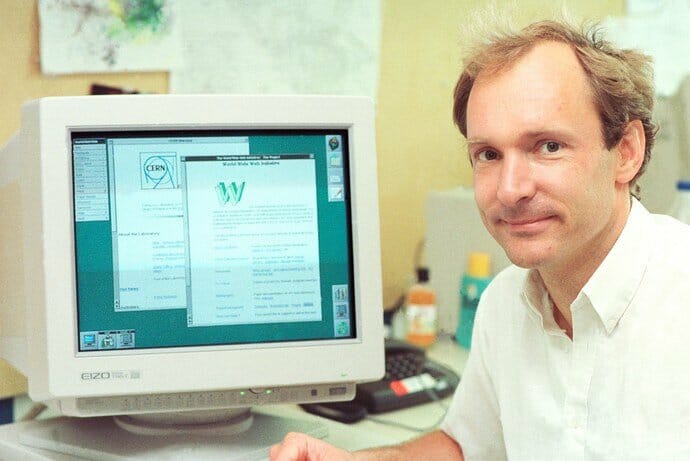 Tim Berners Lee at CERN in the 80s