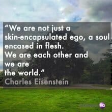 “We are not just a skin-encapsulated ego, a soul encased in flesh. We are each other and we are the world.”  Charles Eisenstein