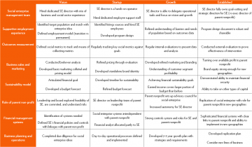 Life cycle of a social enterprise and key strategies for each stage.