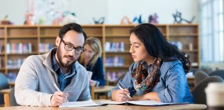 Students studying