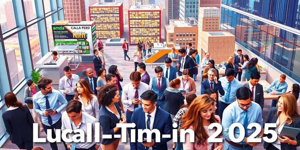 Diverse professionals collaborating in a bustling urban setting.