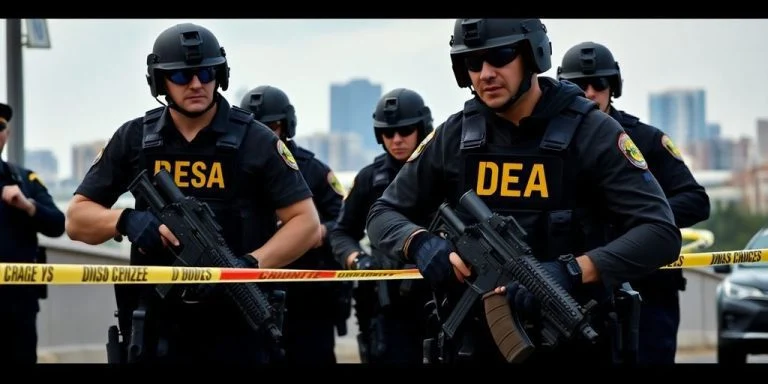 DEA agents investigating a narcotics case in action.