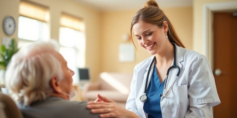 CNA caring for a patient in a healthcare setting.