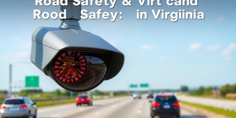 Traffic camera on a pole monitoring speeding vehicles.