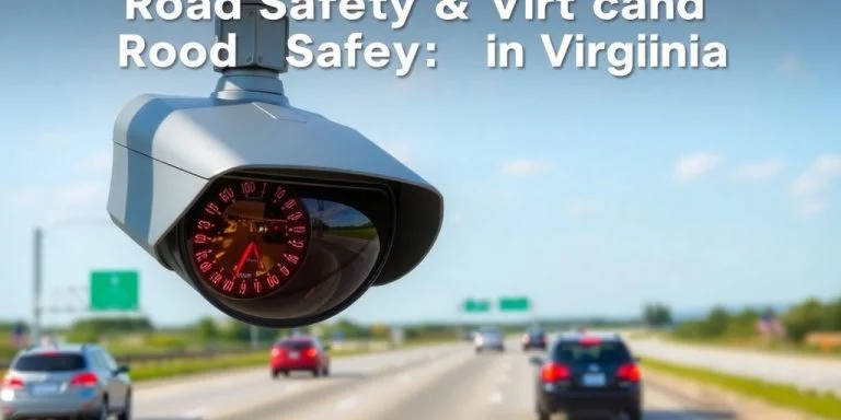 Traffic camera on a pole monitoring speeding vehicles.