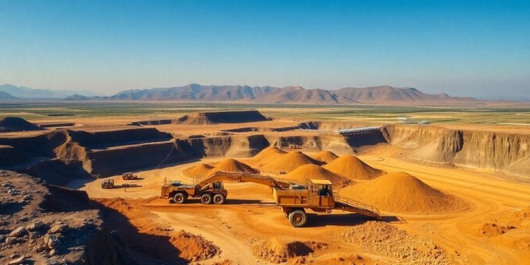 Aerial view of a gold mining site in China.