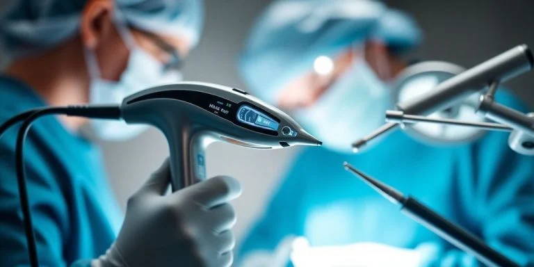 Surgeon using advanced smart clip technology in surgery.