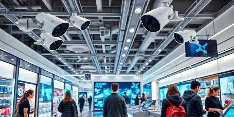 AI surveillance in a modern retail store setting.