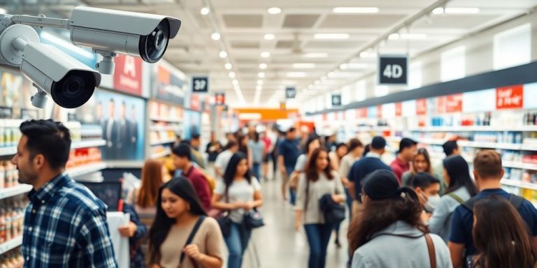 AI surveillance in a modern retail store setting.
