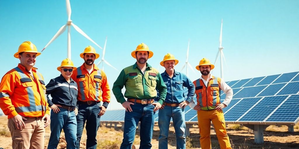 Texas oil workers transitioning to renewable energy technologies.