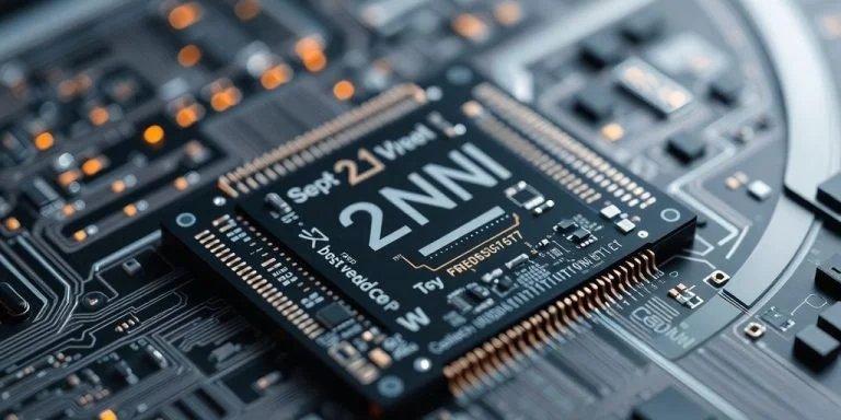 Close-up of a revolutionary 2nm semiconductor chip.