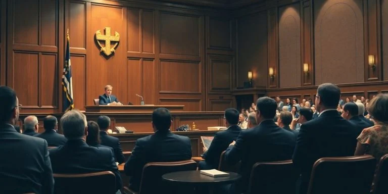 Courtroom scene during Meta's antitrust trial.