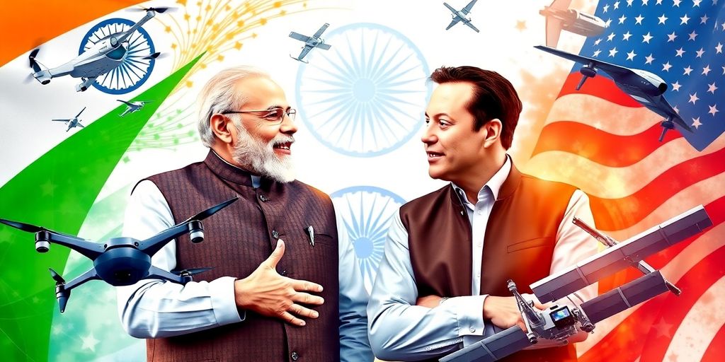 Modi and Musk discussing technology advancements together.