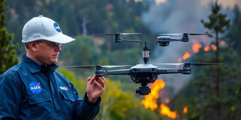 NASA drone technology for monitoring wildland fires in action.