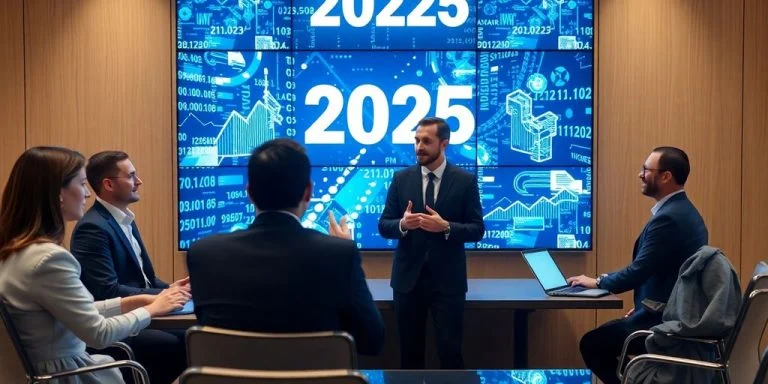 Blockchain lawyers collaborating in a modern digital office environment.