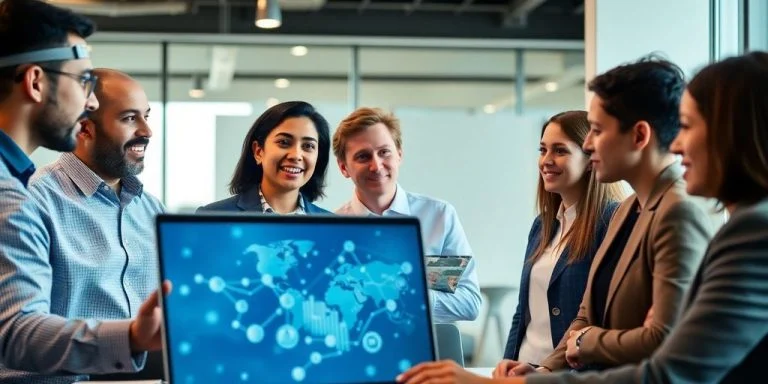 Consultant advising business team on blockchain solutions.