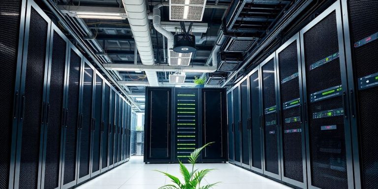 UK data center with advanced carbon capture technology visible.