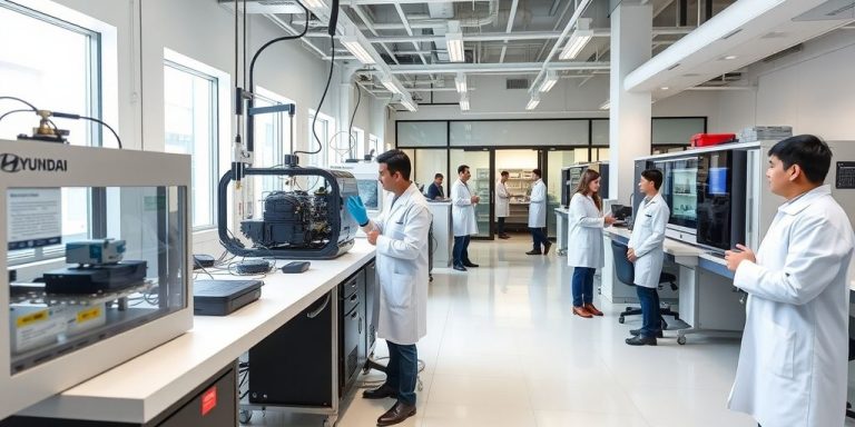 Researchers at Hyundai's battery research center in IIT Delhi.