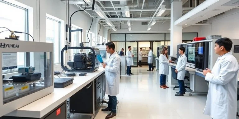 Researchers at Hyundai's battery research center in IIT Delhi.