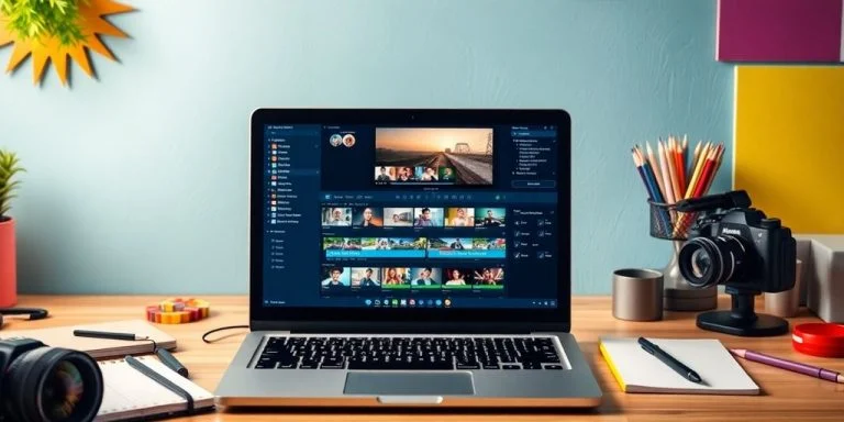 A workspace showing tools for video production and creativity.