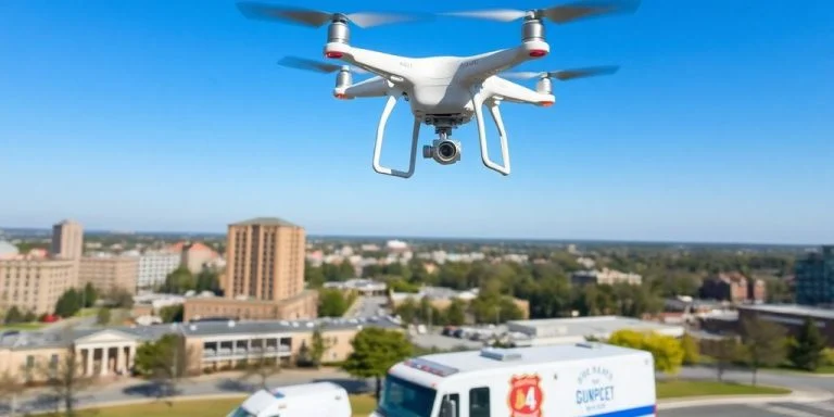 Drone over Dunwoody assisting police emergency response.