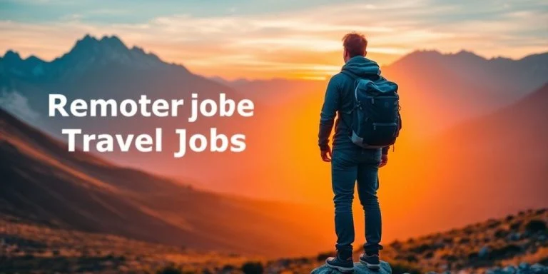 Backpacker on a rocky outcrop overlooking a sunset landscape.