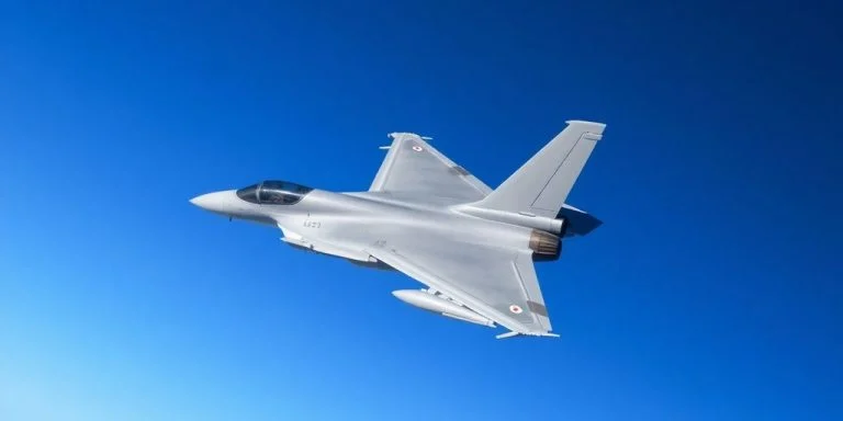 Fighter jet flying with UK and Italy flags in background.