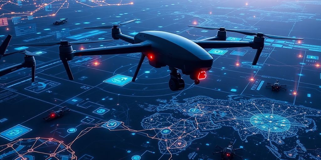 Futuristic military technology and defense systems concept.