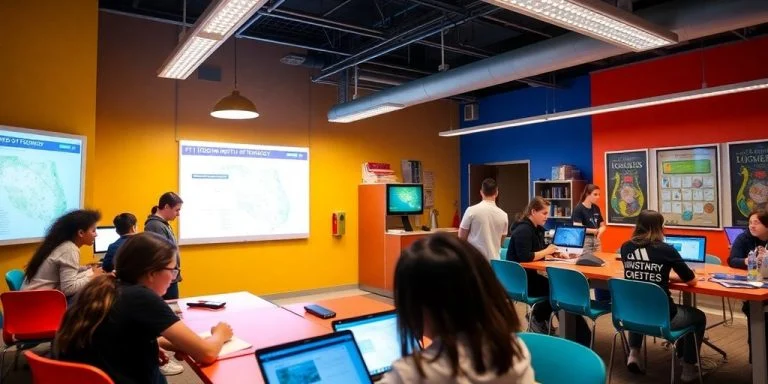 Students collaborating in an innovative classroom at Fit Florida.