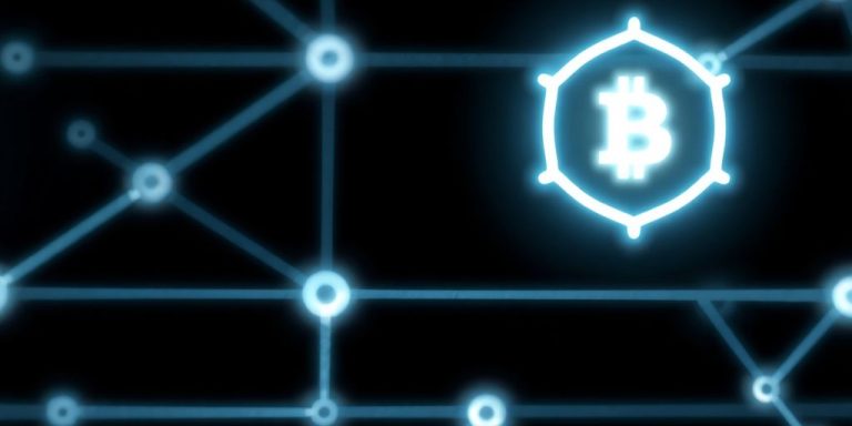 Glowing blockchain network with smart contract