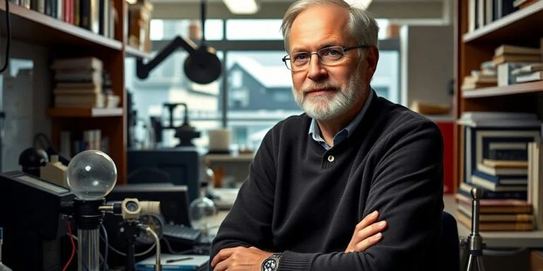 Portrait of Richard Garwin in a scientific setting.