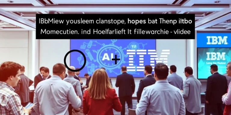 Professionals at a tech conference discussing AI solutions.