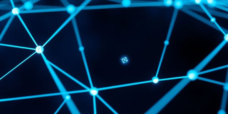 Glowing blockchain network, digital currency, secure transactions.