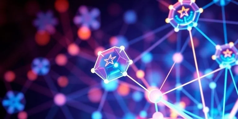 Digital healthcare network illustrating blockchain technology innovations.