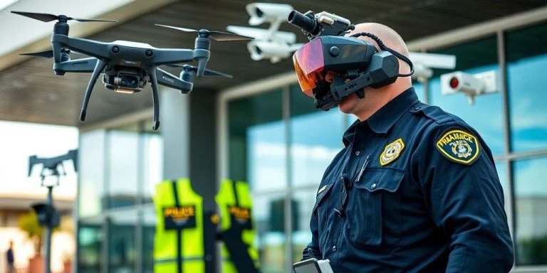 Rio Rancho police officer with advanced public safety technology.