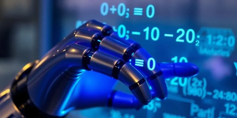 Robot engaged in complex mathematical calculations
