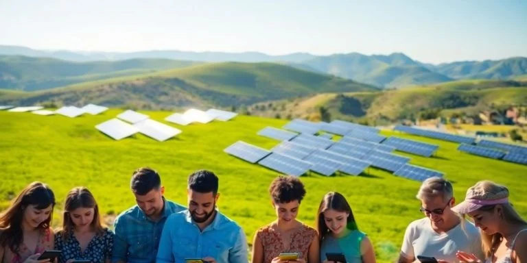 Solar panels on a California hillside.